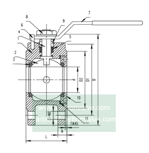 Q71F wafer ball valve drawing